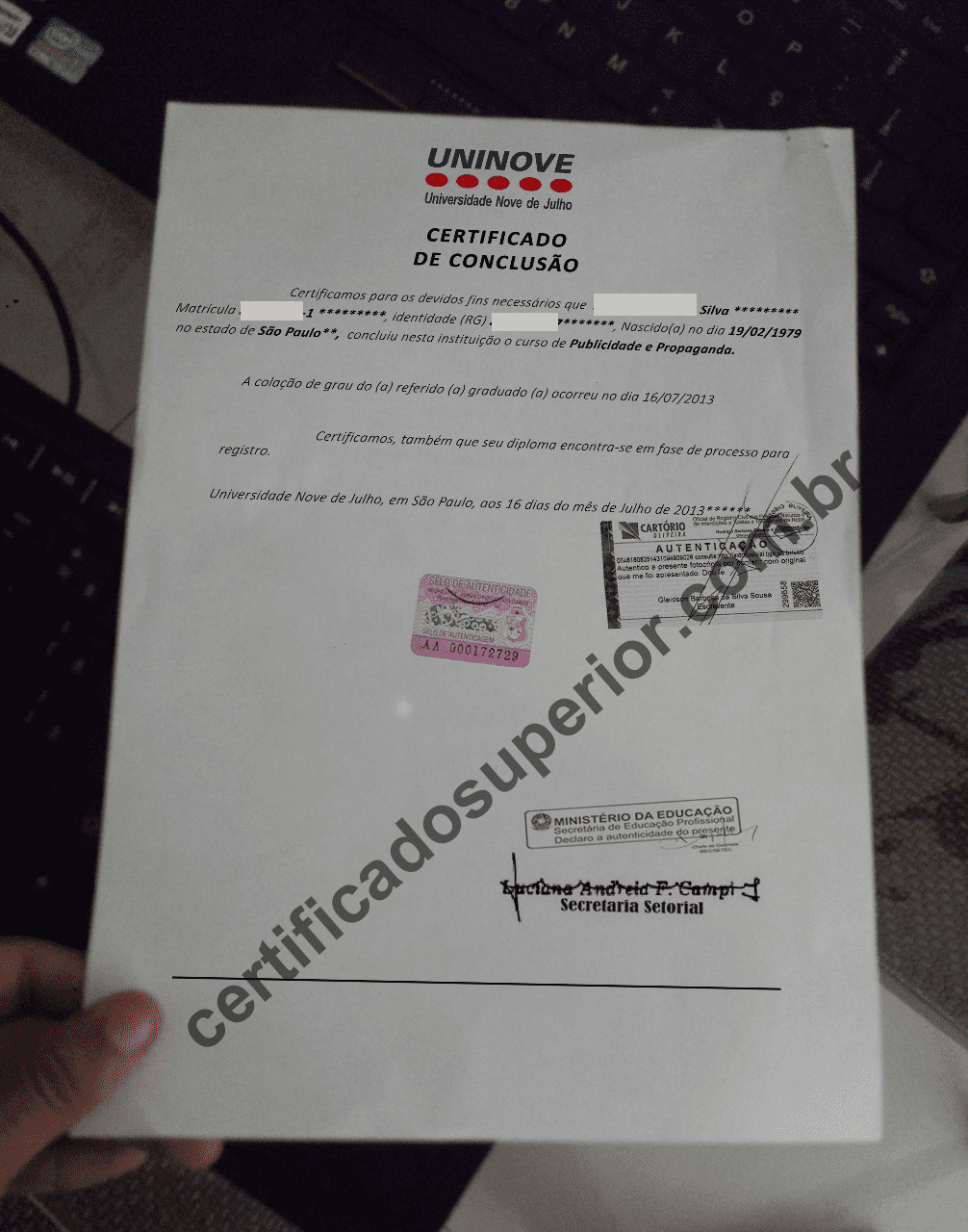 Comprar certificado Uninove