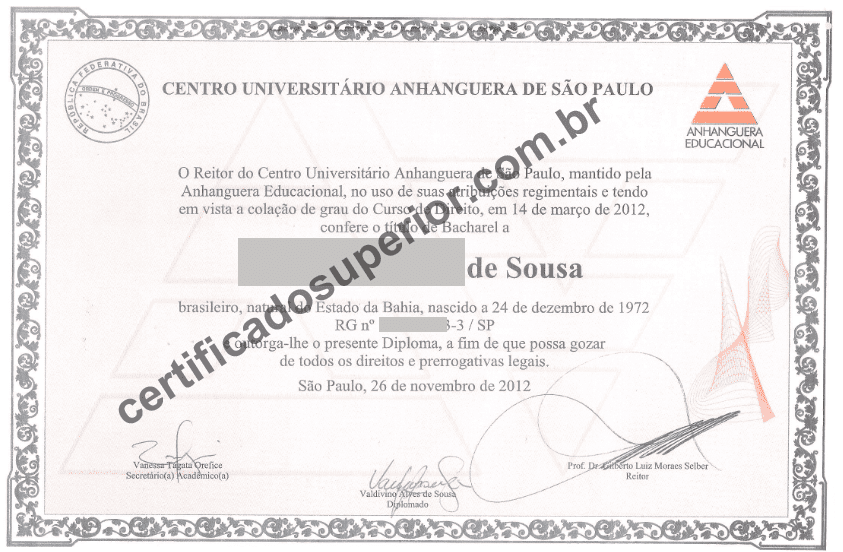 Comprar diploma Anhanguera